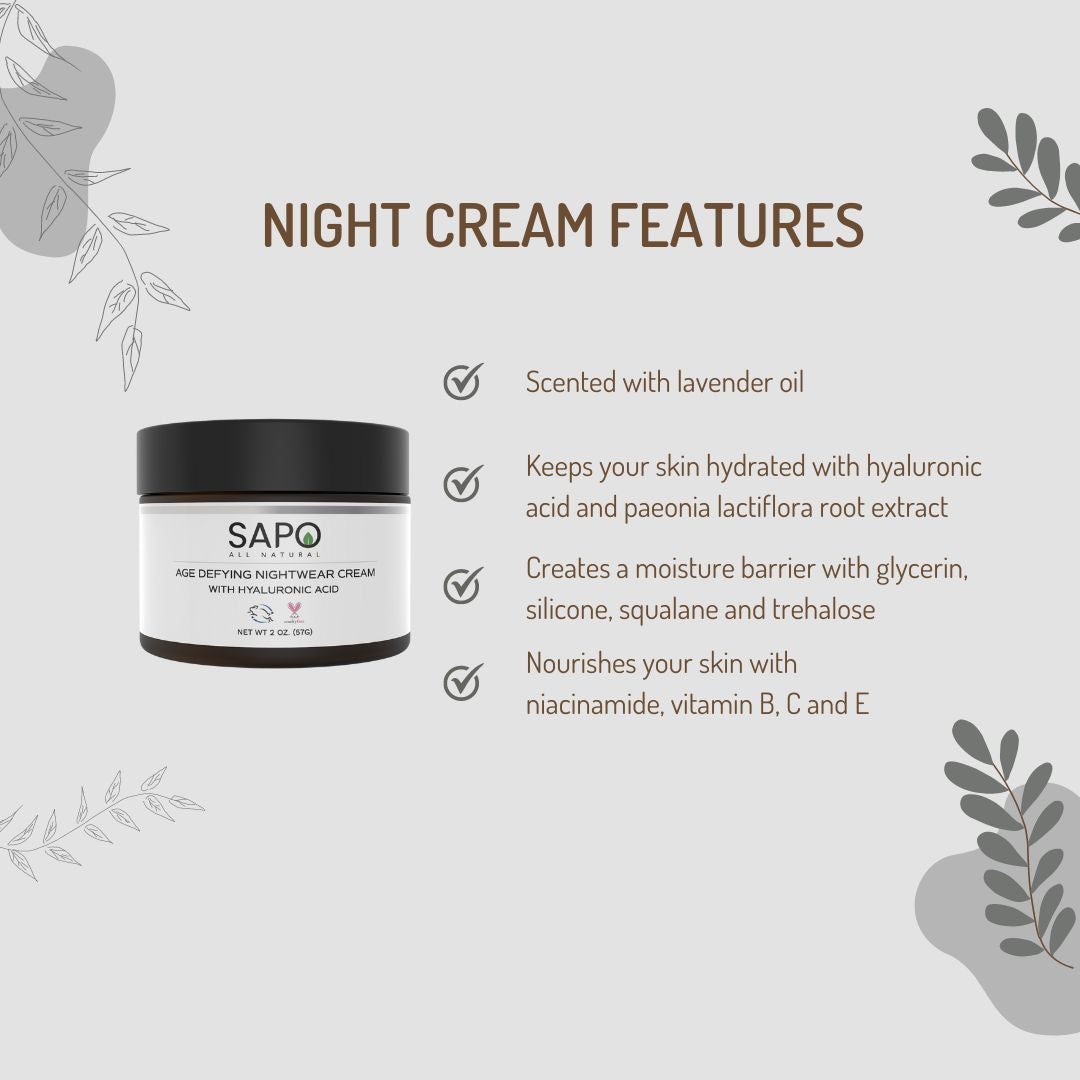 Sapo All Natural Night Cream with Hyaluronic Acid & Niacinamide –