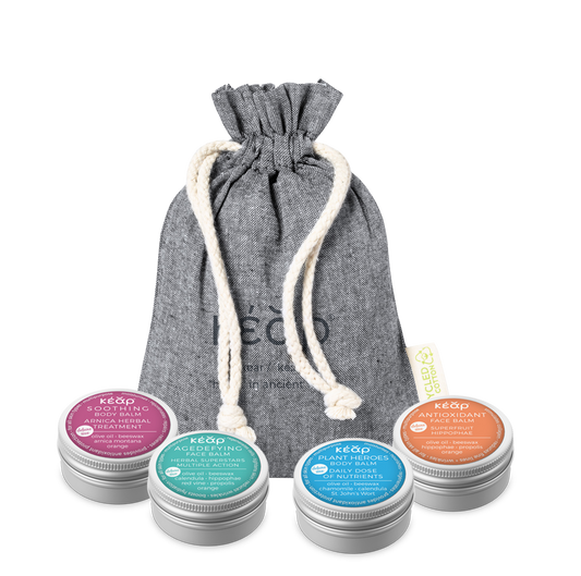 Kear Mini Balm Collection: Travel-Sized Skincare Bliss, Pack Of Four