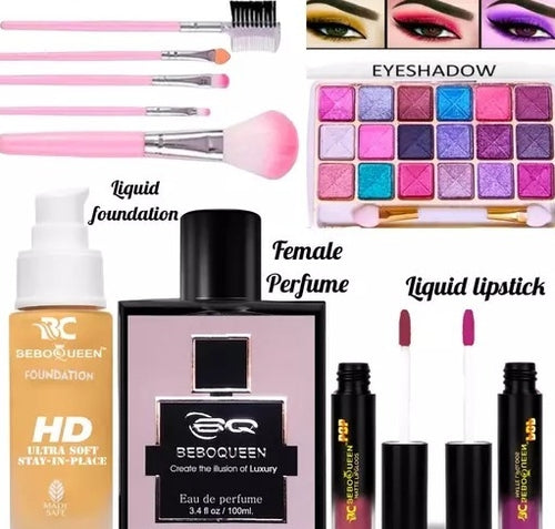 BEBOQUEEN Makeup Combo for Women with Perfume, Liquid Lipstick,