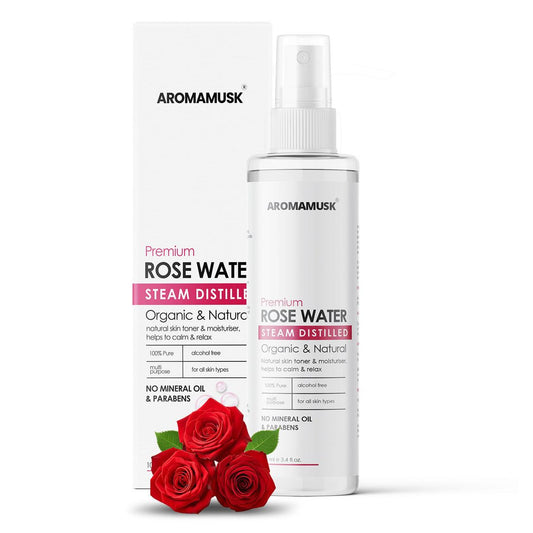 100% Organic & Natural Premium Rosewater For Face & Skin, 100ml