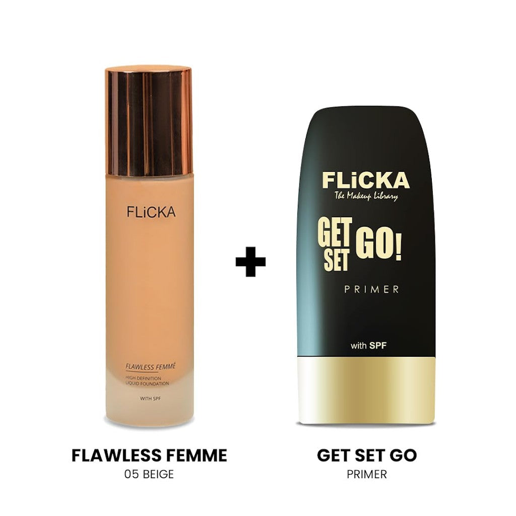 Primer & Flawless Femme Liquid Foundation for Face Makeup Combo