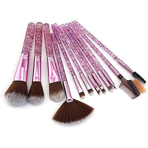 Makeup Brush Set With Storage Barrel - Pack of 12 (Shiny purple)