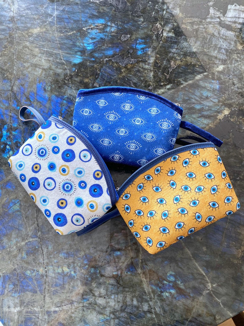 Blue Evil Eye Bag, Makeup Bag, Clutch Bag for Woman, Evil Eye Purse,