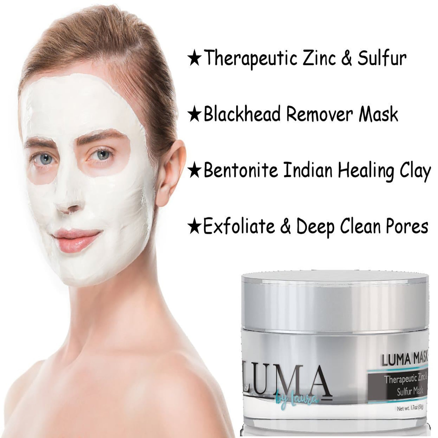 Anti-Blemish Facial Mask with Zinc, Sulfur, Salicylic & Bentonite Clay