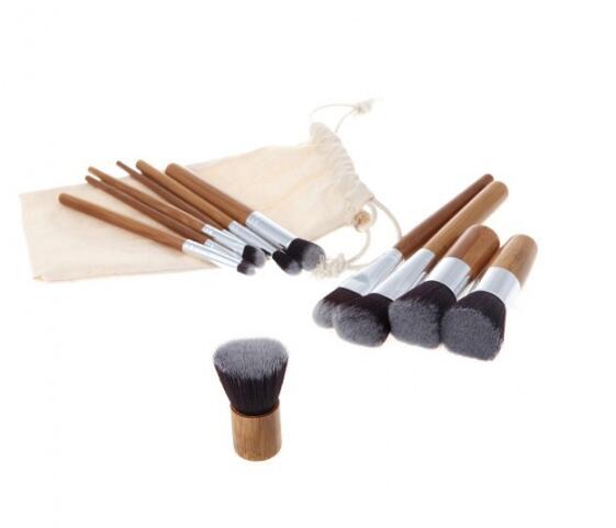 Bamboo Handle Makeup Brushes Set with Bag Professional Cosmetics Brush