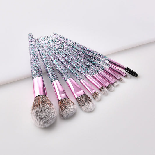 10pcs Glitter Sequin Makeup Brushes Set Eye Shadow Concealer Eyelash