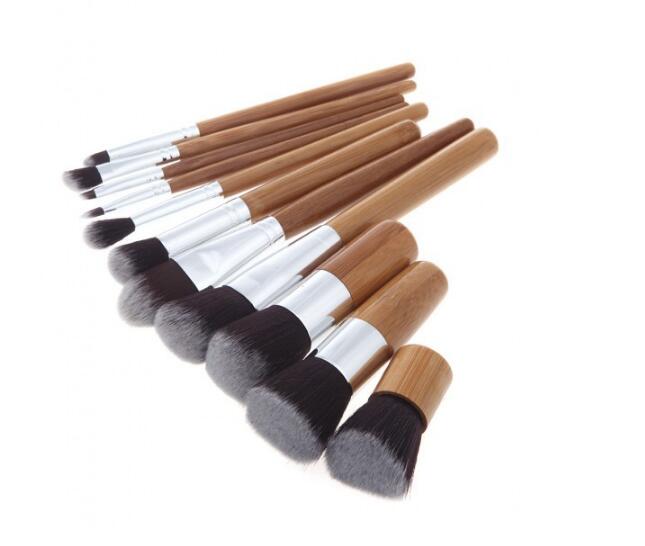 Bamboo Handle Makeup Brushes Set with Bag Professional Cosmetics Brush