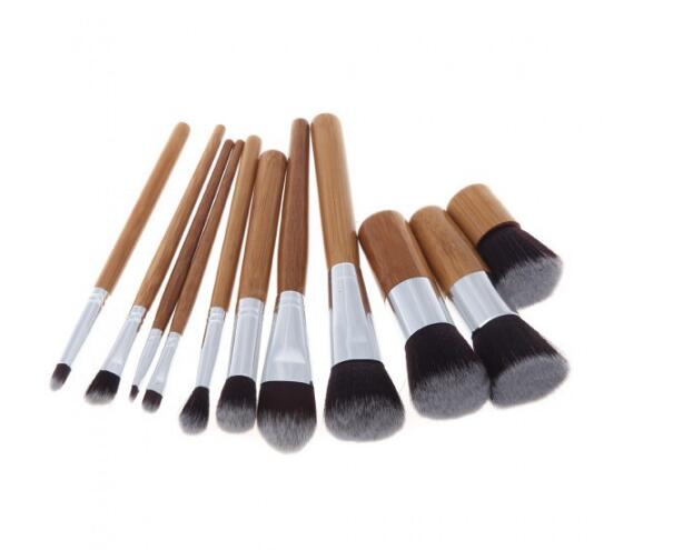 Bamboo Handle Makeup Brushes Set with Bag Professional Cosmetics Brush