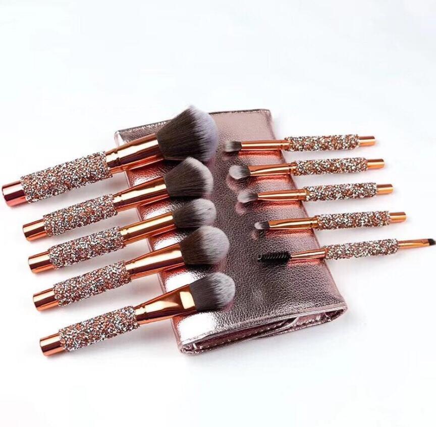 10Pcs/Set Diamond Makeup Brushes Kit Women Make Up Tool Blending